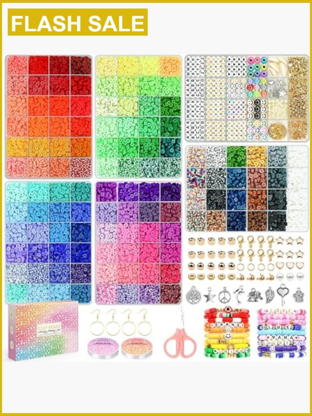 20,000 Pcs Clay Beads Bracelet Making Kit with Charms & Elastic Strings